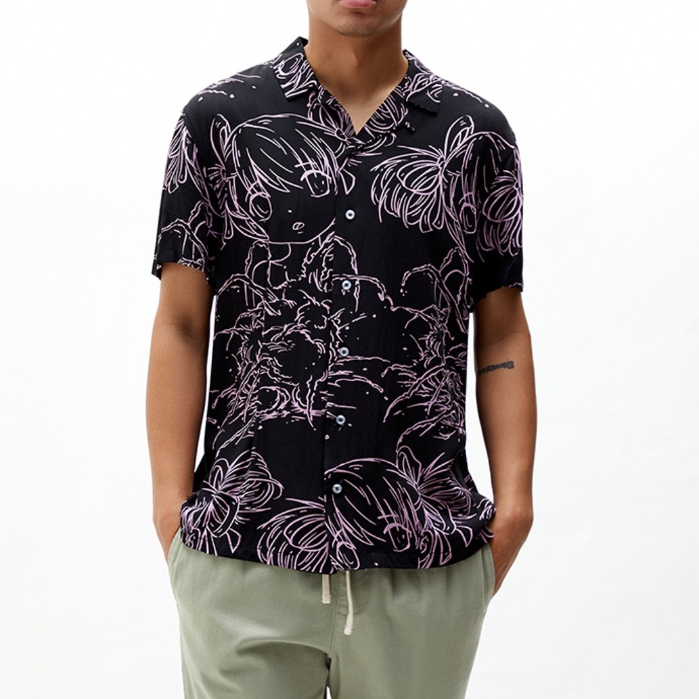 PACSUN Anime Lines Camp Shirt